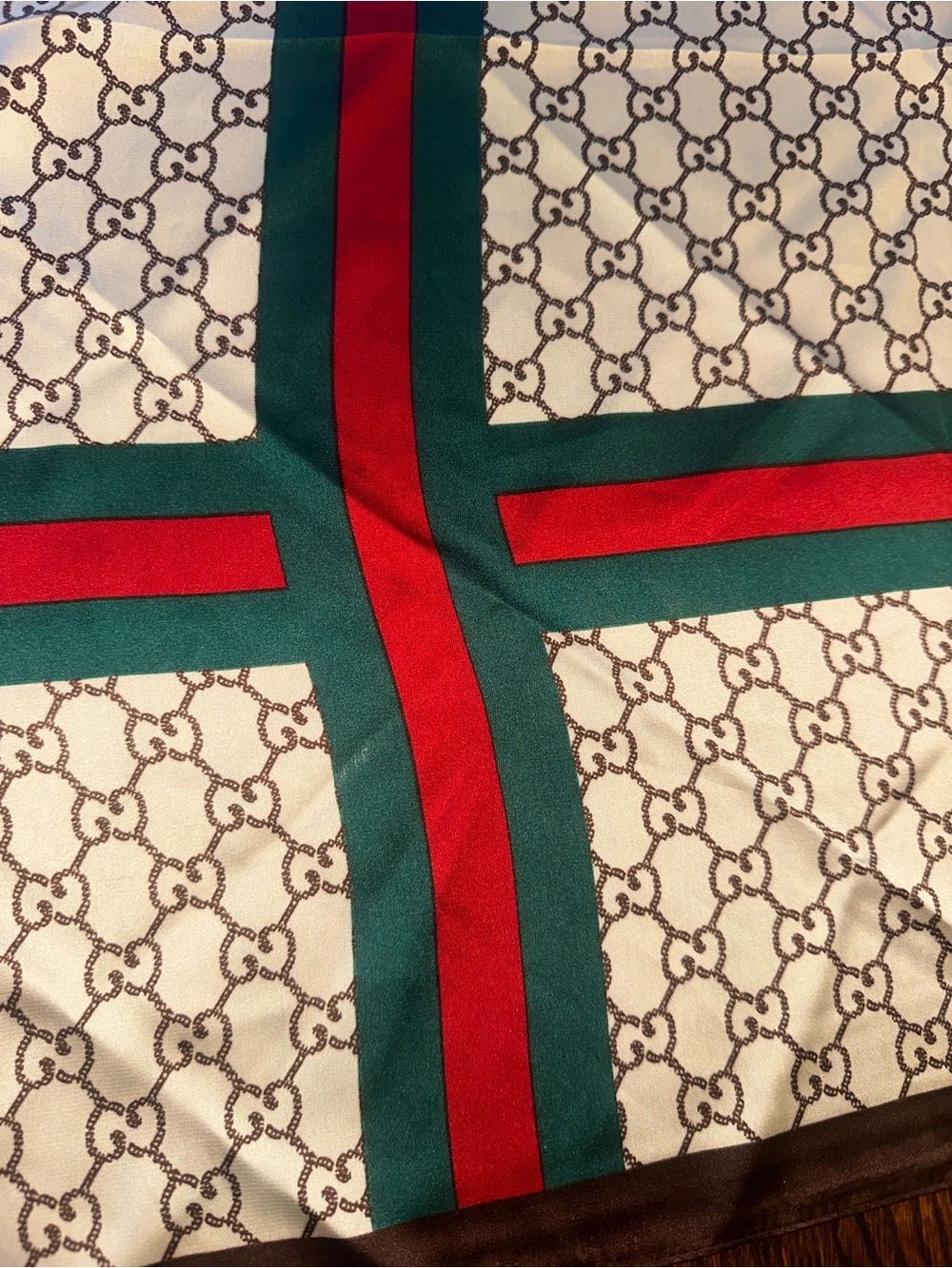 Designer-Inspired Green and Red Striped Silk Scarf